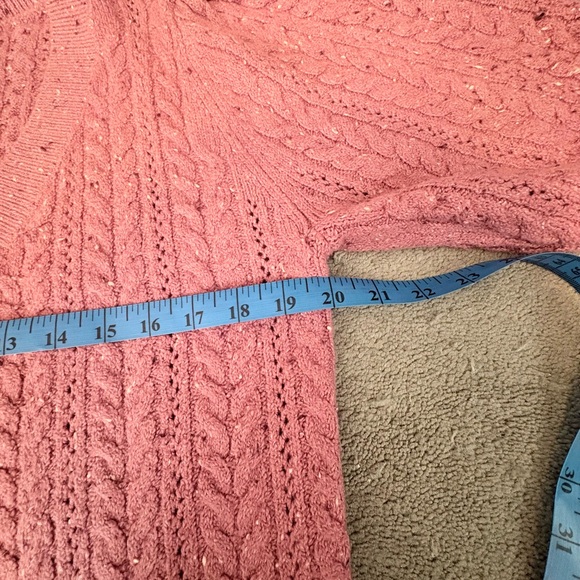 LOFT Flecked Stitchy Puff Sleeve Cardigan Sweater - Picture 8 of 9